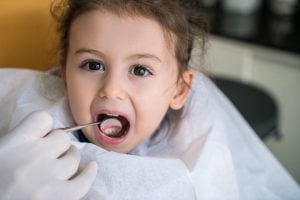 Little girl at dentist visit